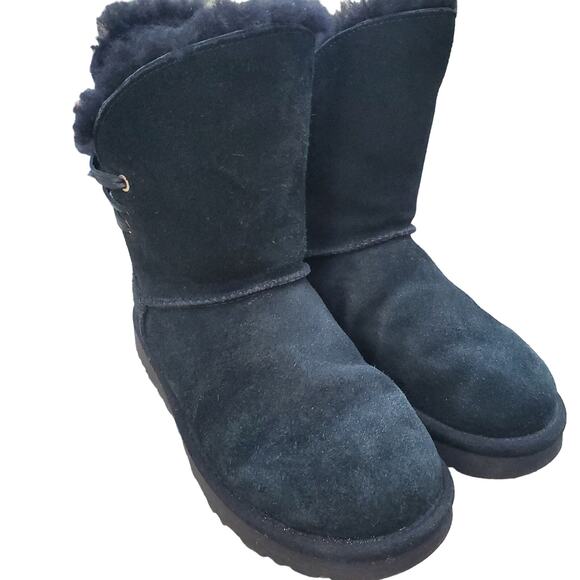 UGG Constantine Genuine Lamb Shearling Black Lace Up Boots Women's Size 6 US - Picture 10 of 16